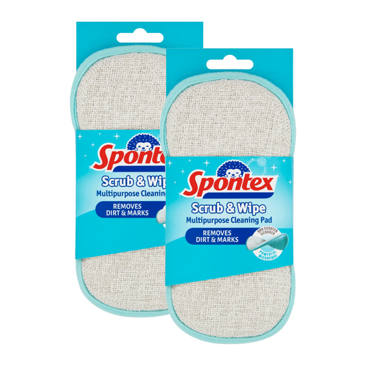 Spontex Scrub & Wipe Cleaning Pad Blue 2 Pack