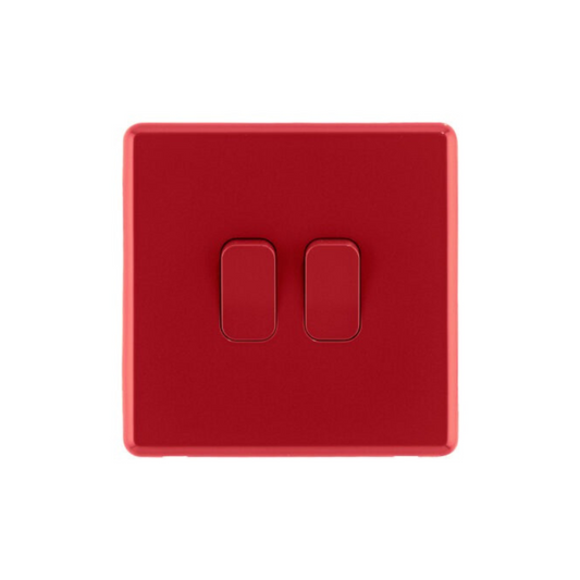 Cherry Red 2 Gang 2 Way Light Switch