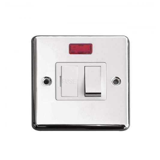 Switched Fuse Connection Unit 13A Neon Screwed Polished Chrome
