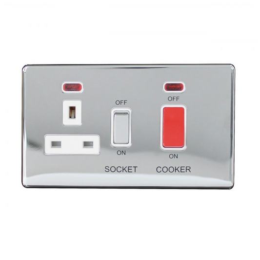 Cooker Control Unit 2 Gang Screwless Polished Chrome