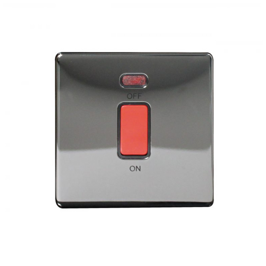 Switch 1 Gang DP 20A Neon Screwless Black Nickel