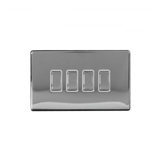 Switch 4 Gang 2 Way 10A Screwless Polished Chrome