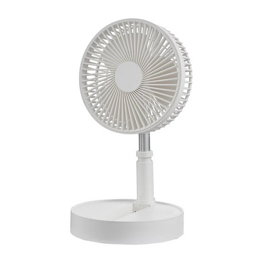 White 6" Foldable Rechargeable Fan With adjustable height